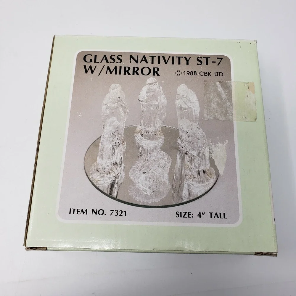 Vintage Nativity Scene 7 Piece Glass Mirror Base CBK Ltd. 1988 Great‎ Condition